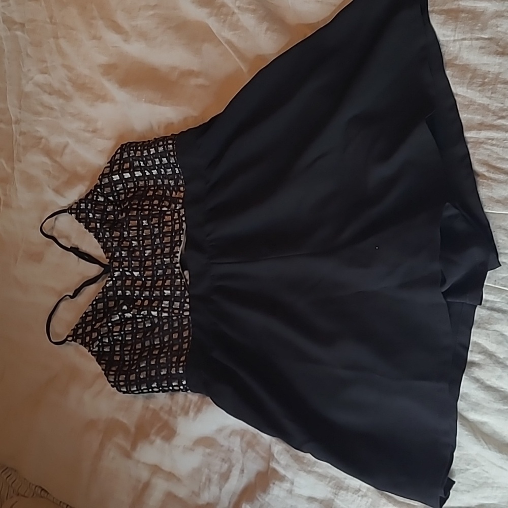 Charlotte Russe black and gold romper.